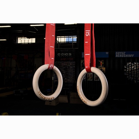 Купить Кольца гимнастические 32 мм красные стропы в Билибине 